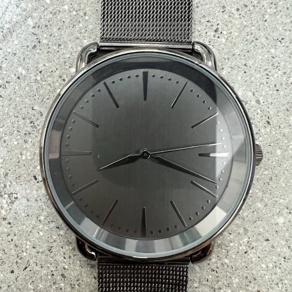 FMD Gunmetal Stainless Steel Mesh Unisex Watch FMDM294 IF101 Japan Quartz